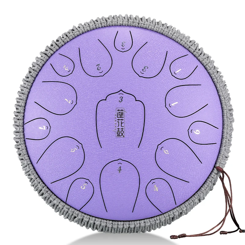 Hluru Huashu Upgrade D Key 15 notes 14 inches Lotus Carbon tongue drum
