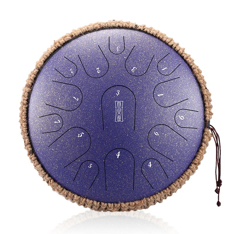 Hluru C Key 14 Inches 15 Notes Steel Tongue Drum Titanium steel C tune Professional Performance Drum