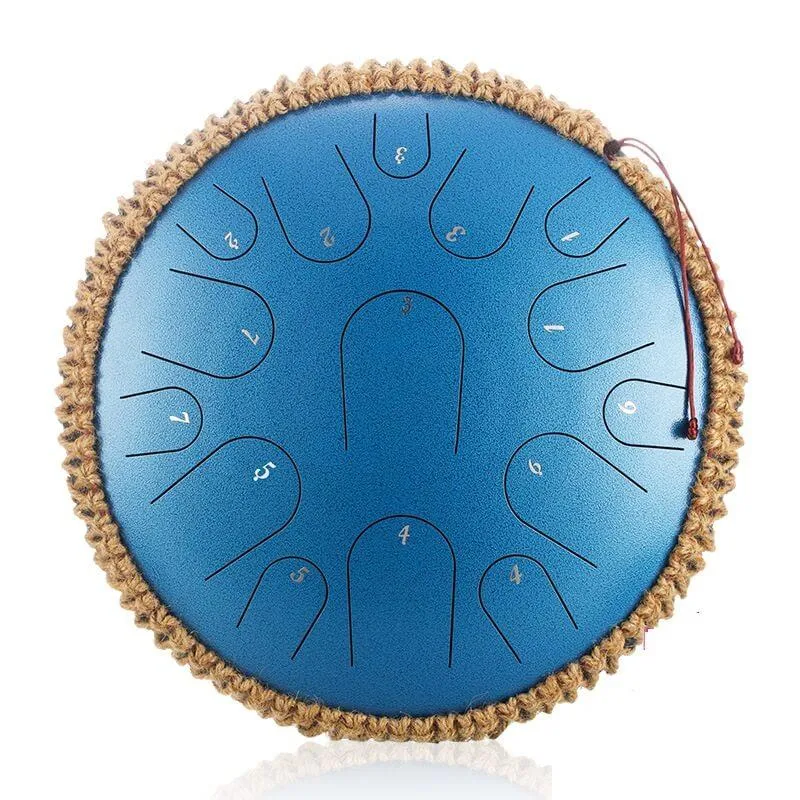 Hluru C Key 14 Inches 15 Notes Steel Tongue Drum Titanium steel C tune Professional Performance Drum
