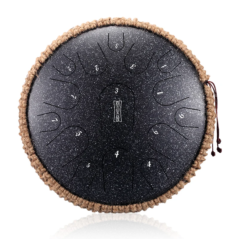 Hluru C Key 14 Inches 15 Notes Steel Tongue Drum Titanium steel C tune Professional Performance Drum