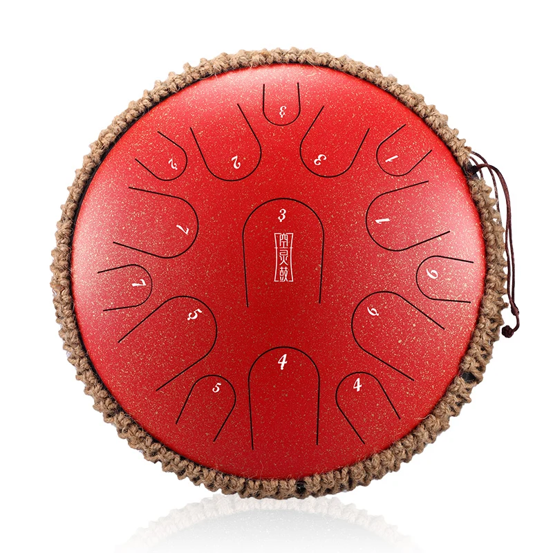 Hluru C Key 14 Inches 15 Notes Steel Tongue Drum Titanium steel C tune Professional Performance Drum