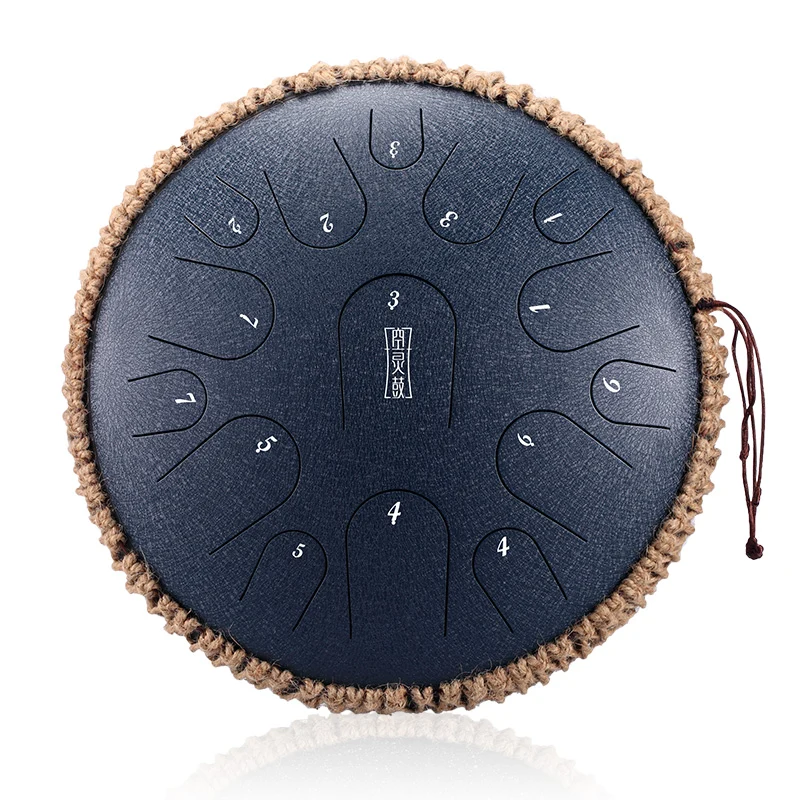 Hluru C Key 14 Inches 15 Notes Steel Tongue Drum Titanium steel C tune Professional Performance Drum