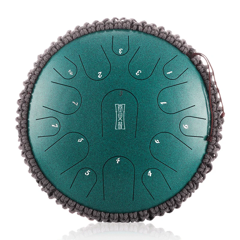 Hluru C Key 14 Inches 15 Notes Steel Tongue Drum Titanium steel C tune Professional Performance Drum