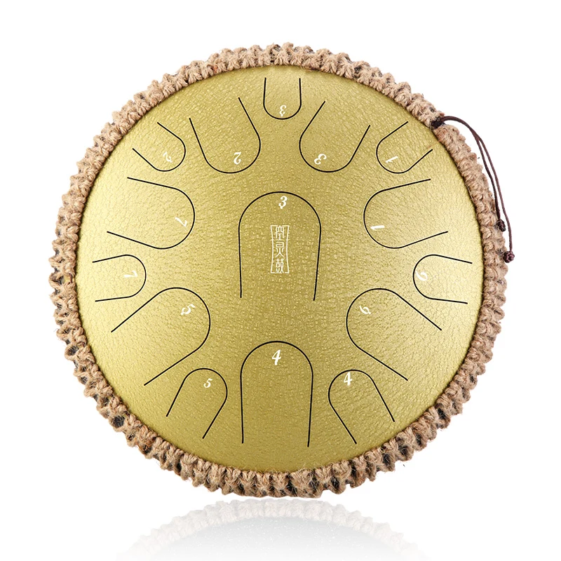 Hluru C Key 14 Inches 15 Notes Steel Tongue Drum Titanium steel C tune Professional Performance Drum