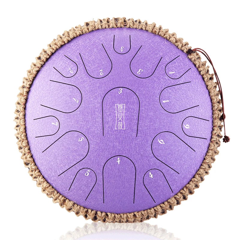 Hluru C Key 14 Inches 15 Notes Steel Tongue Drum Titanium steel C tune Professional Performance Drum