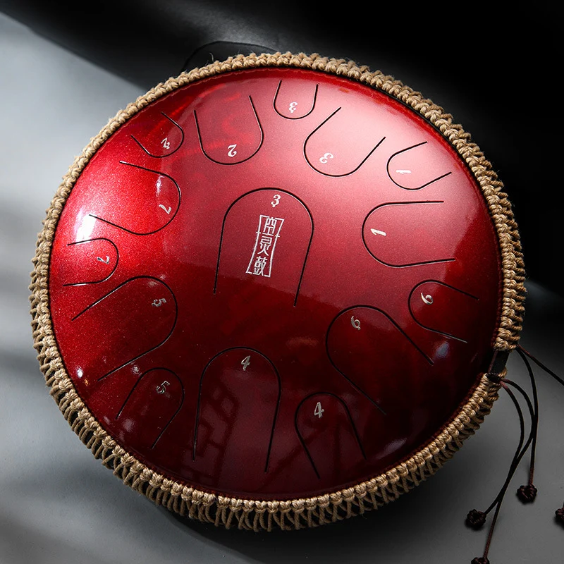 Hluru C Key 14 Inches 15 Notes Steel Tongue Drum Titanium steel C tune Professional Performance Drum