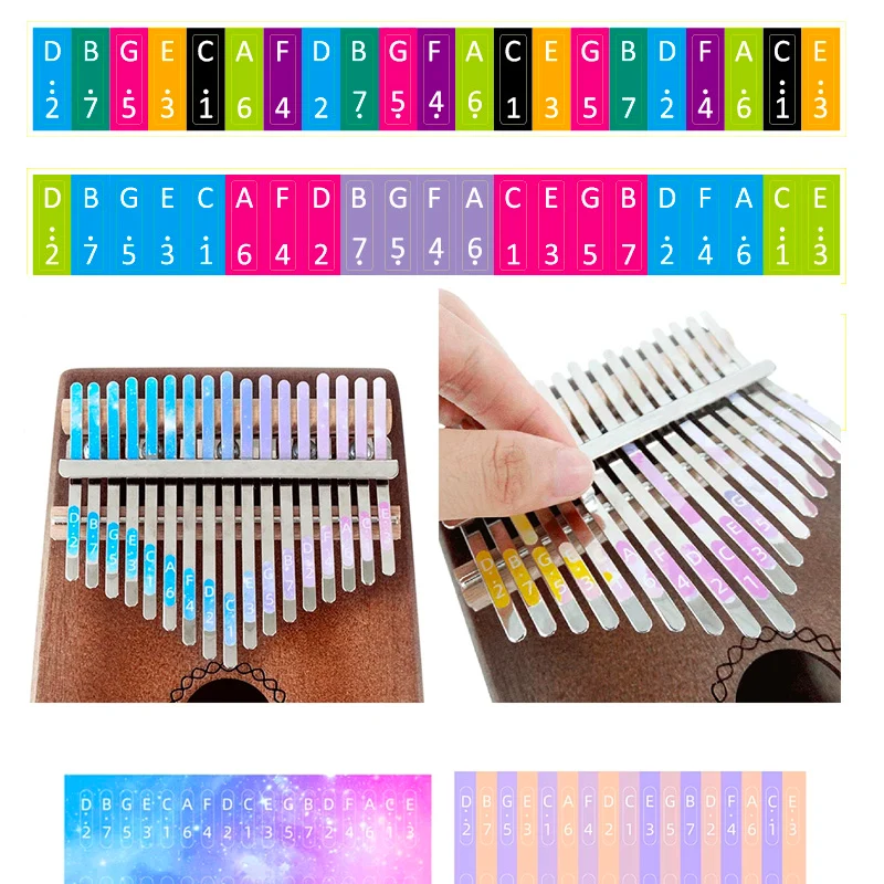 17/21/34 key Kalimba Scale Stickers Thumb Piano Beginner