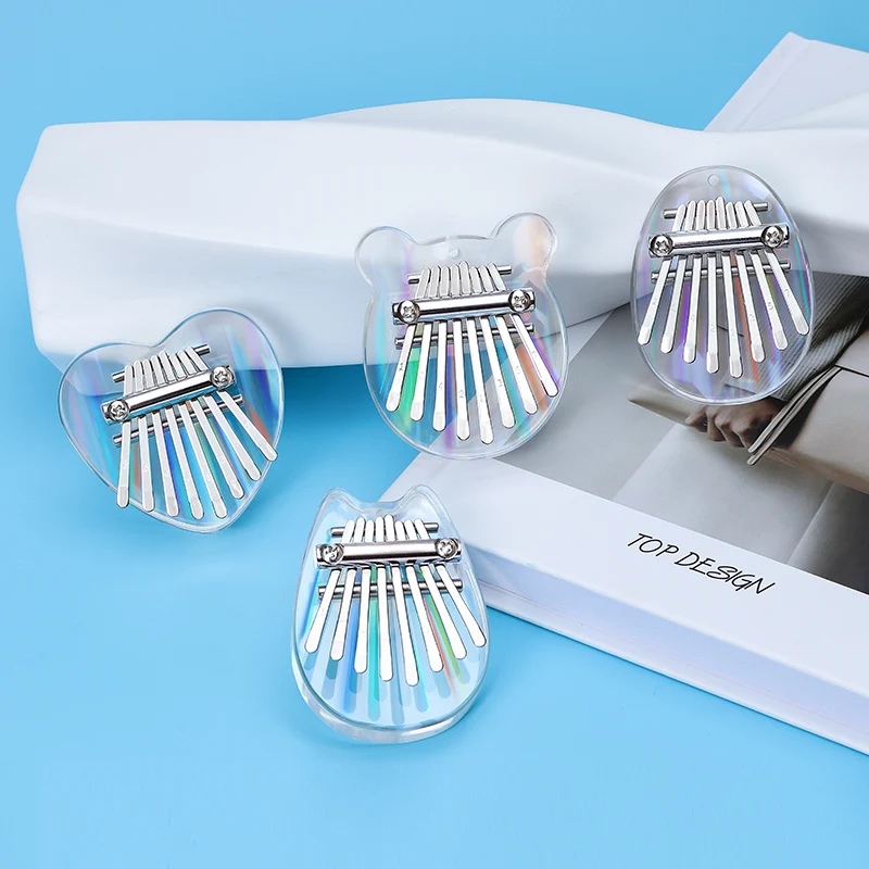 Colorful Rainbow Mini 8 Key Acrylic Kalimba Crystal Thumb Piano For Children's Gift