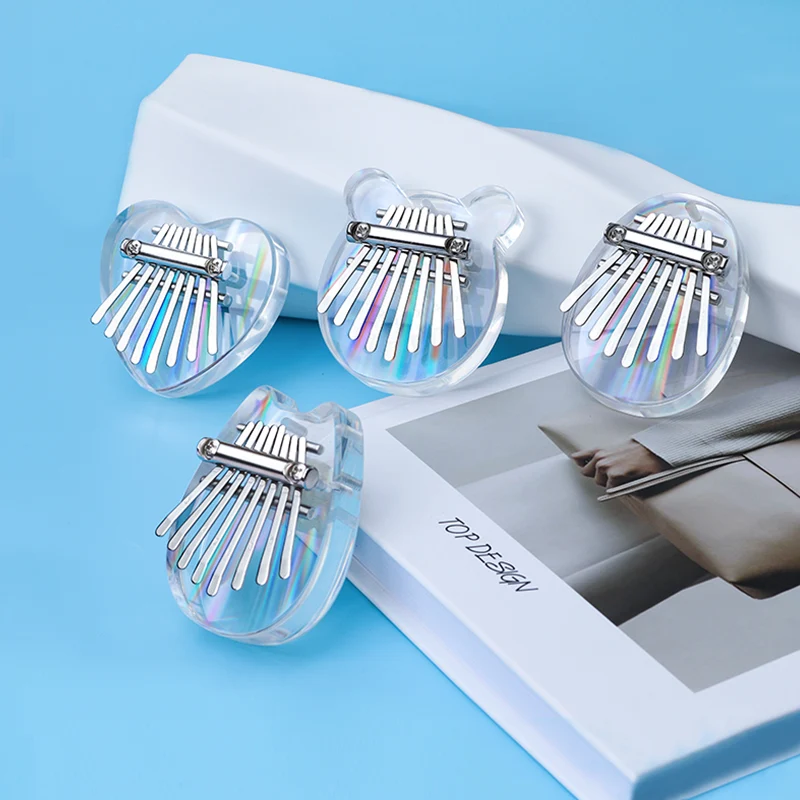 Colorful Rainbow Mini 8 Key Acrylic Kalimba Crystal Thumb Piano For Children's Gift