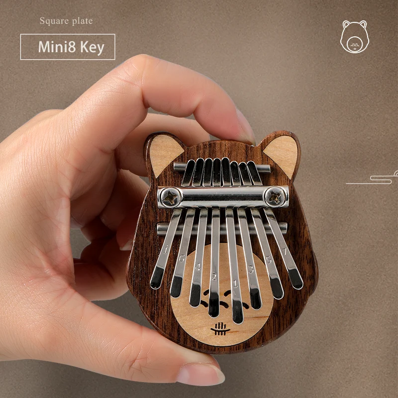 Hluru 8 Keys Cat Kalimba Mini Thumb Piano Exquisite Marimba Gift for Kids