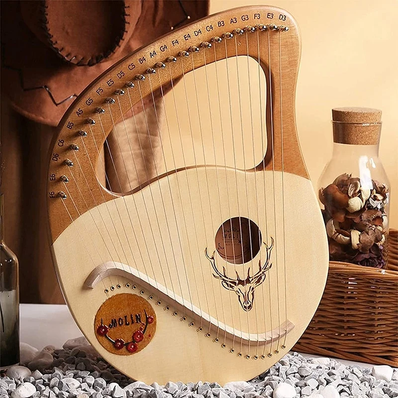 Molin 24 String Lyre Harp Greek Violin Wooden Lyre Instrument