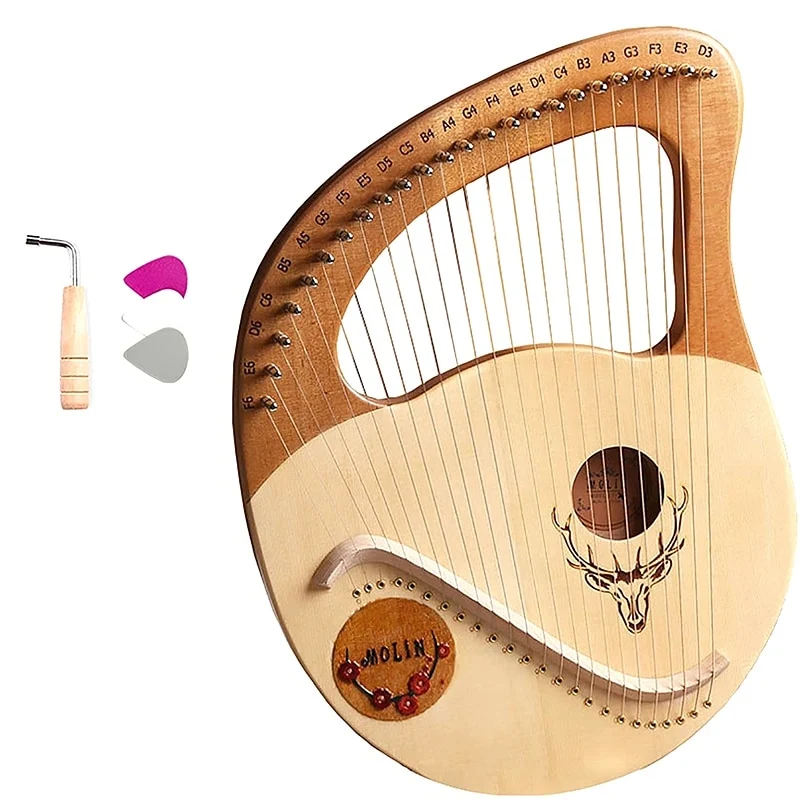 Molin 24 String Lyre Harp Greek Violin Wooden Lyre Instrument