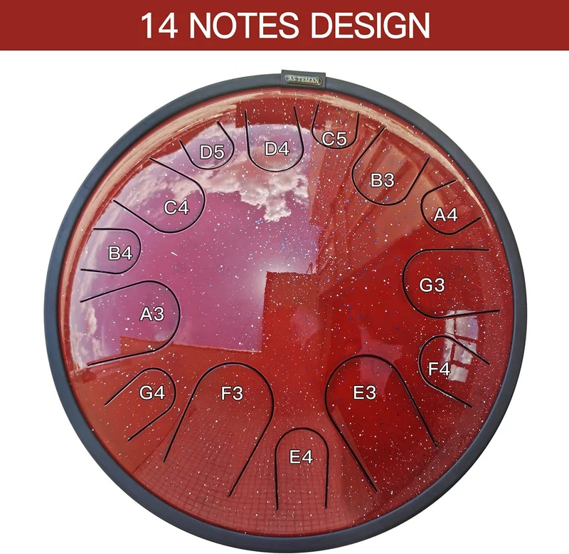 AS TEMAN Starry 14 Notes 14inch C Tune Steel Tongue Drum Tank drum