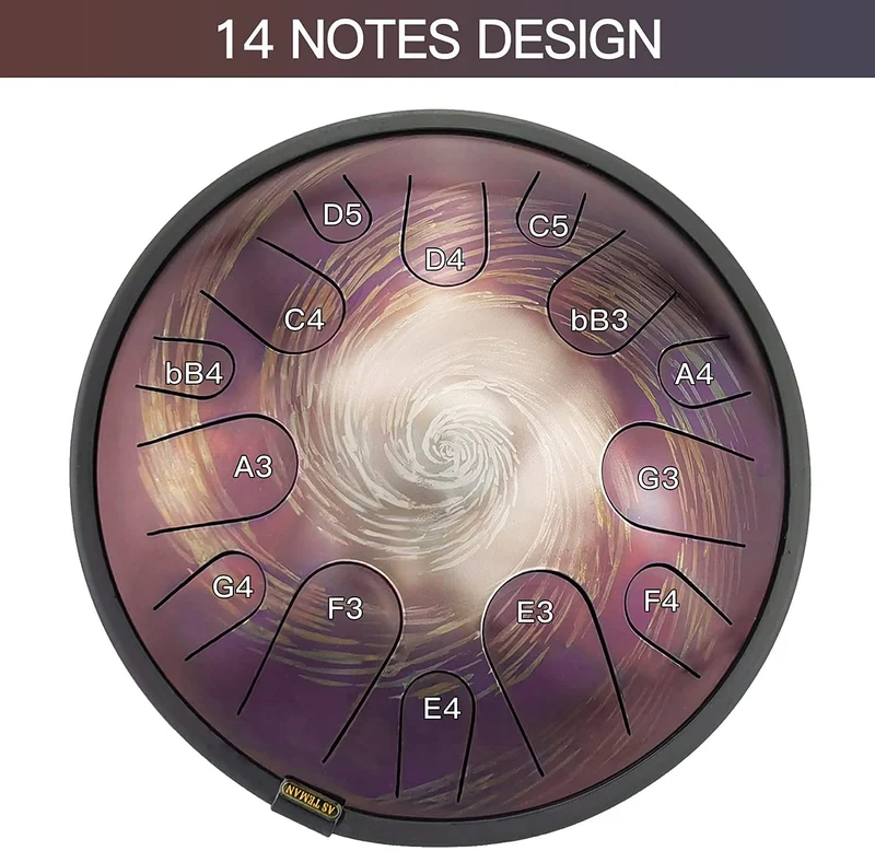AS TEMAN 14-inch 14 Notes Universe Steel Tongue Drum Tank Hang drum instrument
