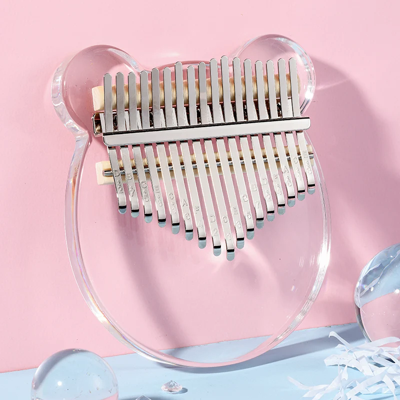Hluru Colorful Acrylic Kalimba Bear Finger Thumb Piano 17/21 Key Crystal transparent Piano