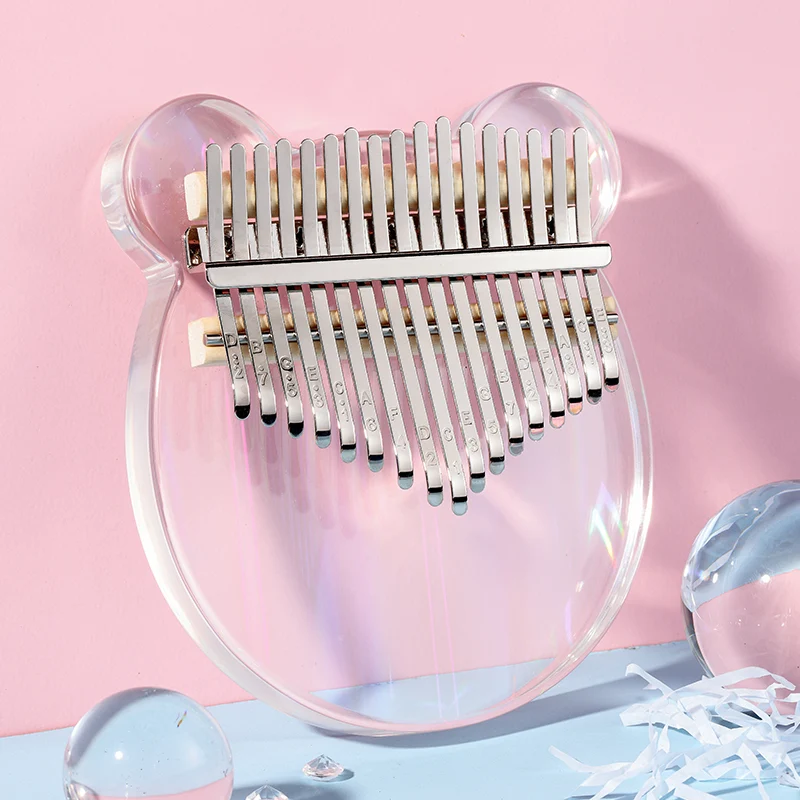 Hluru Colorful Acrylic Kalimba Bear Finger Thumb Piano 17/21 Key Crystal transparent Piano