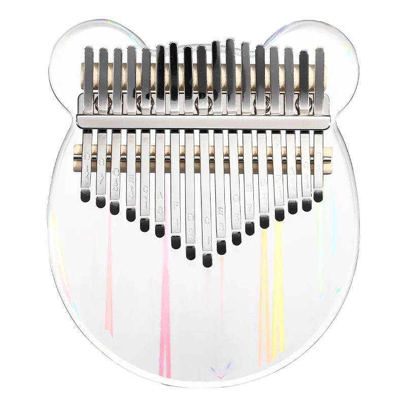 Hluru Colorful Acrylic Kalimba Bear Finger Thumb Piano 17/21 Key Crystal transparent Piano