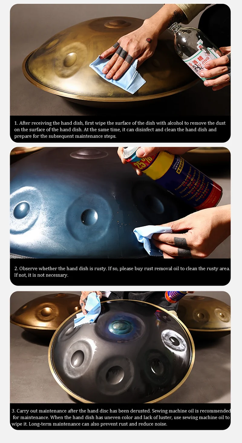 Generic Hluru Handpan Upgraded 9/10 Notes D Minor 440Hz Hand drum
