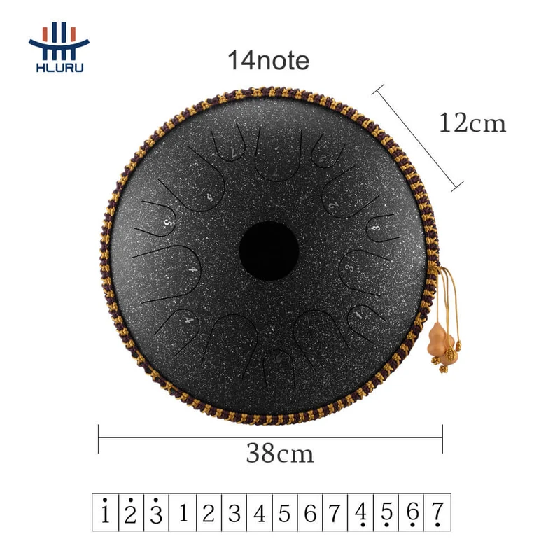 Hluru 14 inch 14 note C tune Copper steel tongue drum hanpan tank drum