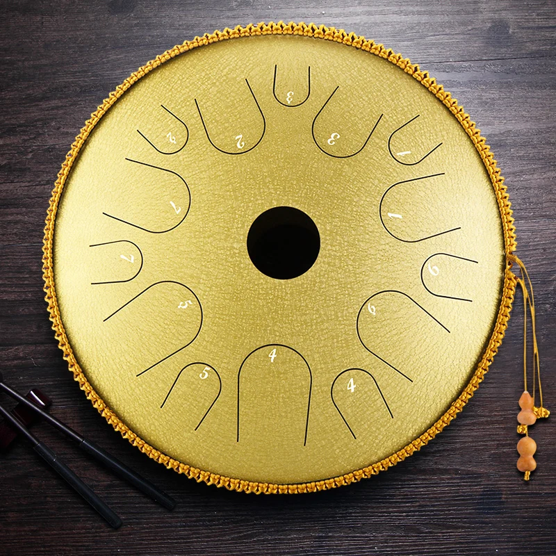 Hluru 14 inch 14 note C tune Copper steel tongue drum hanpan tank drum