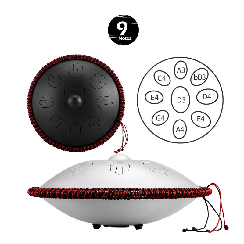 Hluru mini handpan Kurd/Amara/Harmonic/Pentatonic 14 inch 9 note D minor hand drum Steel tongue drum