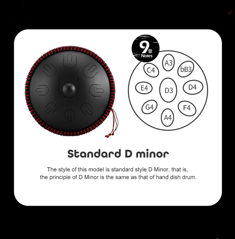 Hluru mini handpan Kurd/Amara/Harmonic/Pentatonic 14 inch 9 note D minor hand drum Steel tongue drum