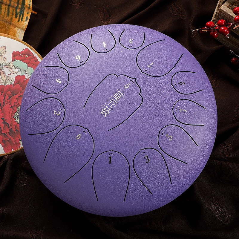 Huashu 12-Inch 13-Note Steel Tongue Drum huedrum Relaxation Meditation
