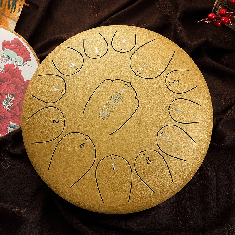Huashu 12-Inch 13-Note Steel Tongue Drum huedrum Relaxation Meditation