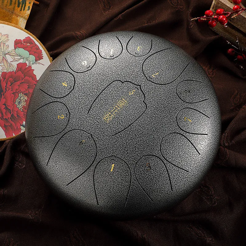 Huashu 12-Inch 13-Note Steel Tongue Drum huedrum Relaxation Meditation