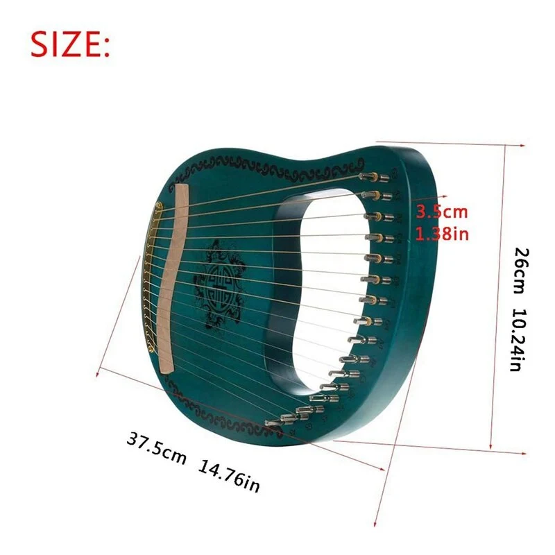 16 String Lyre Harp Mahogany Harp with Tone Wrench