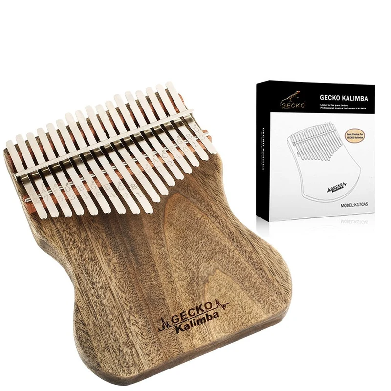 GECKO Kalimba 17 Key B Tone Thumb Piano Full Veneer Camphor Wood Small Waist