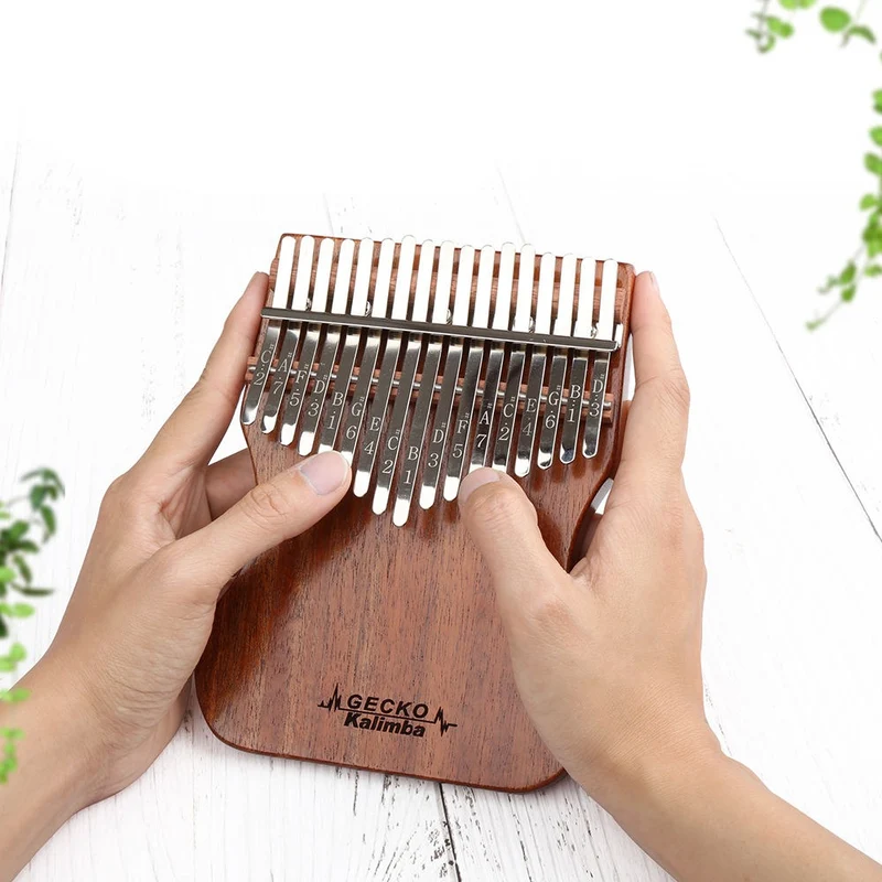 GECKO Kalimba 17 Key B Tone Thumb Piano Full Veneer Camphor Wood Small Waist