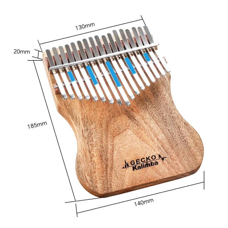 GECKO Kalimba 17 Key B Tone Thumb Piano Full Veneer Camphor Wood Small Waist