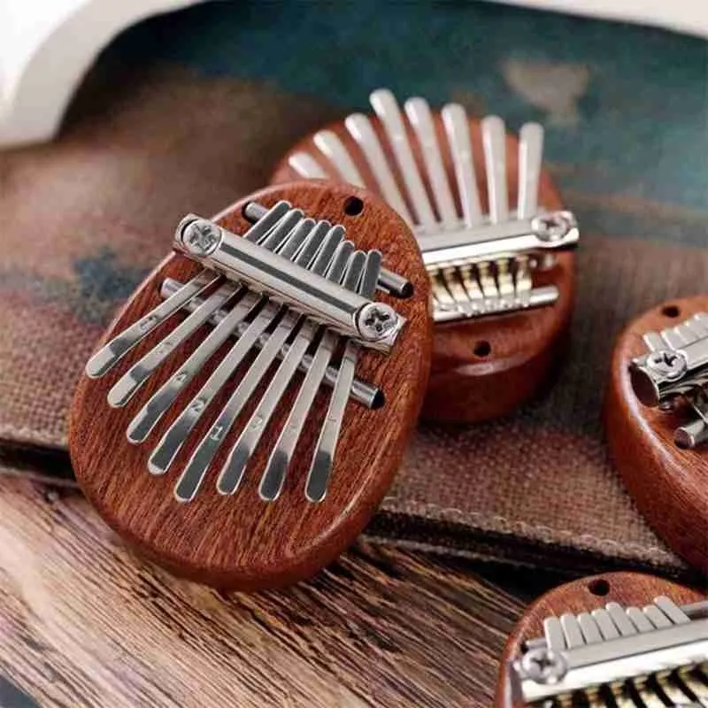 8 Key Cute Mini Kalimba Wood Crystal Finger Thumb Piano Children's Gift
