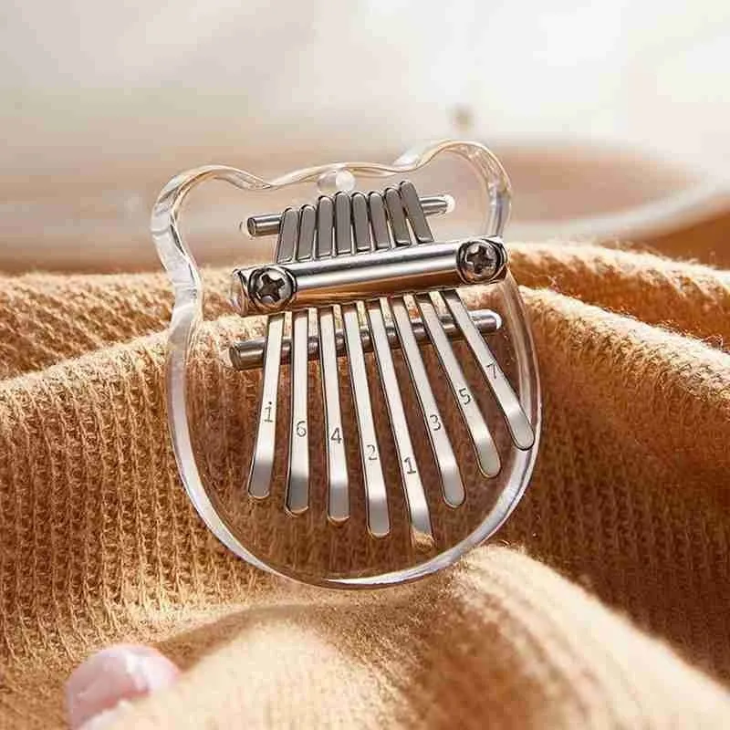 8 Key Cute Mini Kalimba Wood Crystal Finger Thumb Piano Children's Gift