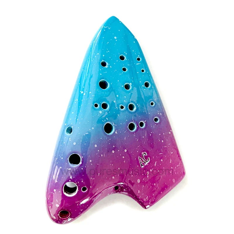 Triple Ocarina Three-tube AC tuned Smoked Burn Double Ocarina Starry Series