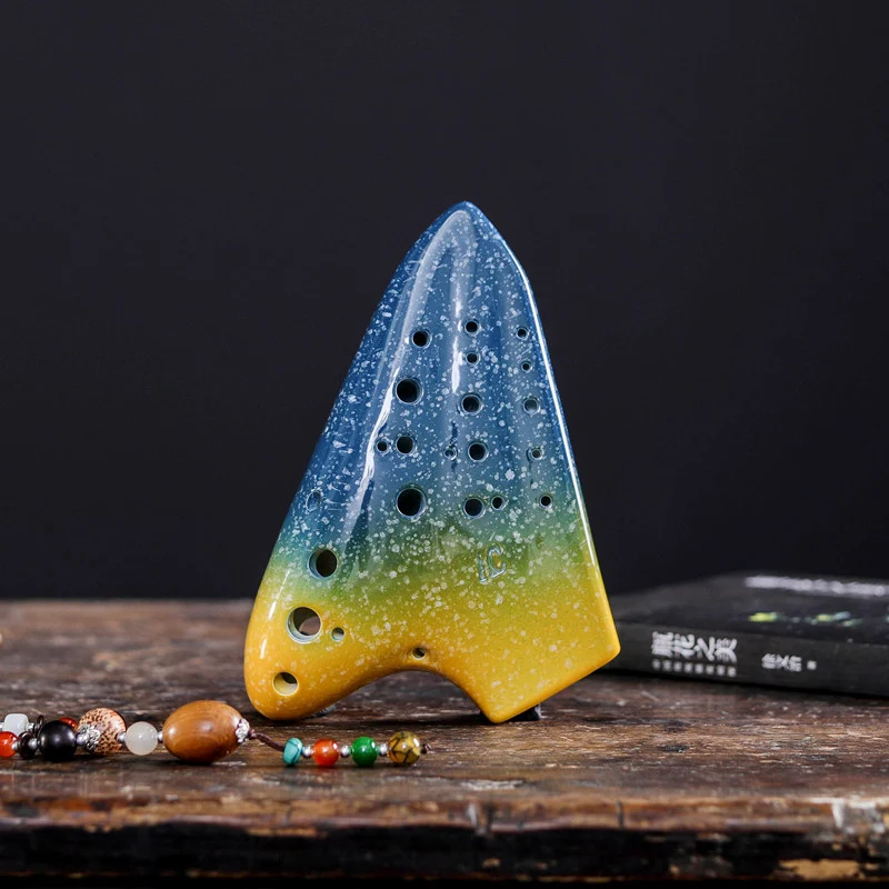 Triple Ocarina Three-tube AC tuned Smoked Burn Double Ocarina Starry Series