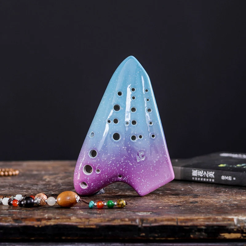 Triple Ocarina Three-tube AC tuned Smoked Burn Double Ocarina Starry Series