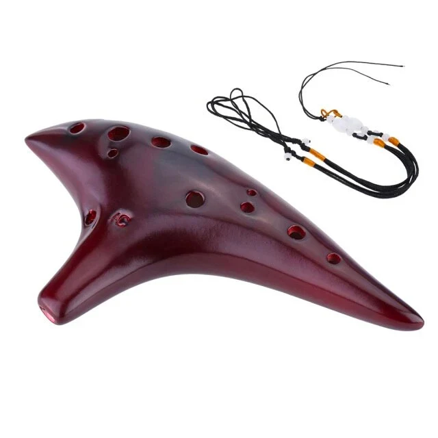 12 Hole Alto C Ocarina Flute Smoked Burn