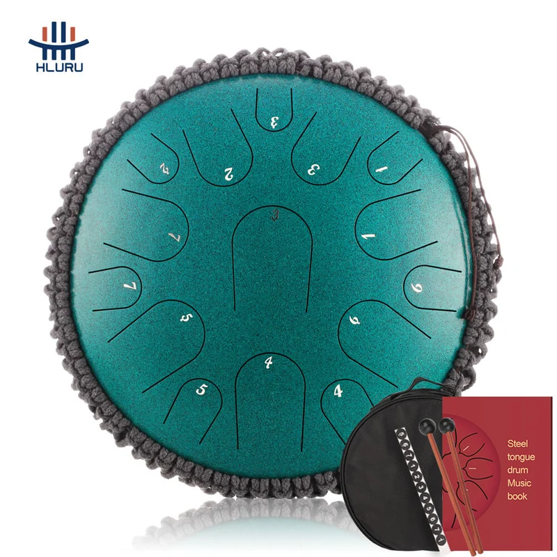 Hluru Steel Tongue Drum 14 inch 15 note D Tone April Yang Tank Drum