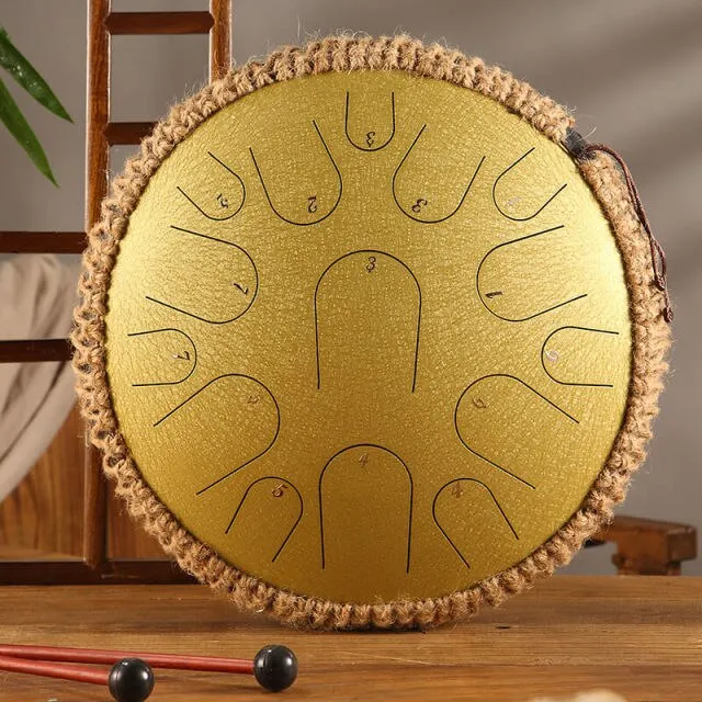 Hluru Steel Tongue Drum 14 inch 15 note D Tone April Yang Tank Drum