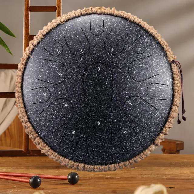 Hluru Steel Tongue Drum 14 inch 15 note D Tone April Yang Tank Drum