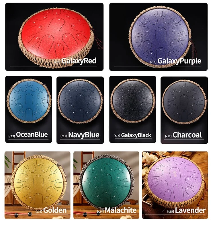 Hluru Steel Tongue Drum 14 inch 15 note D Tone April Yang Tank Drum