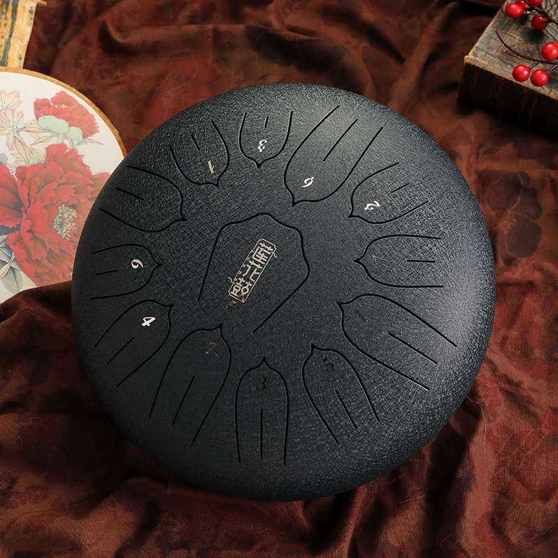 Hluru Lotus Steel Tongue Drum - 13 Notes 12 Inch Meditation, Sound Healing & Yoga