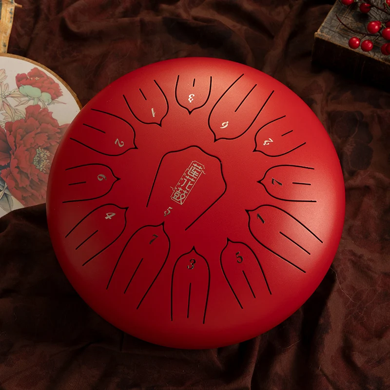 Hluru Lotus Steel Tongue Drum - 13 Notes 12 Inch Meditation, Sound Healing & Yoga