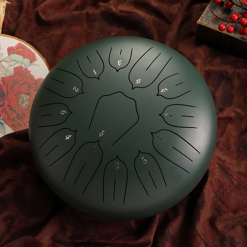 Hluru Lotus Steel Tongue Drum - 13 Notes 12 Inch Meditation, Sound Healing & Yoga