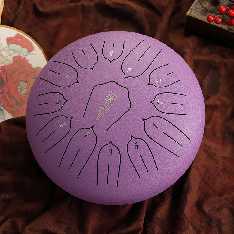 Hluru Lotus Steel Tongue Drum - 13 Notes 12 Inch Meditation, Sound Healing & Yoga