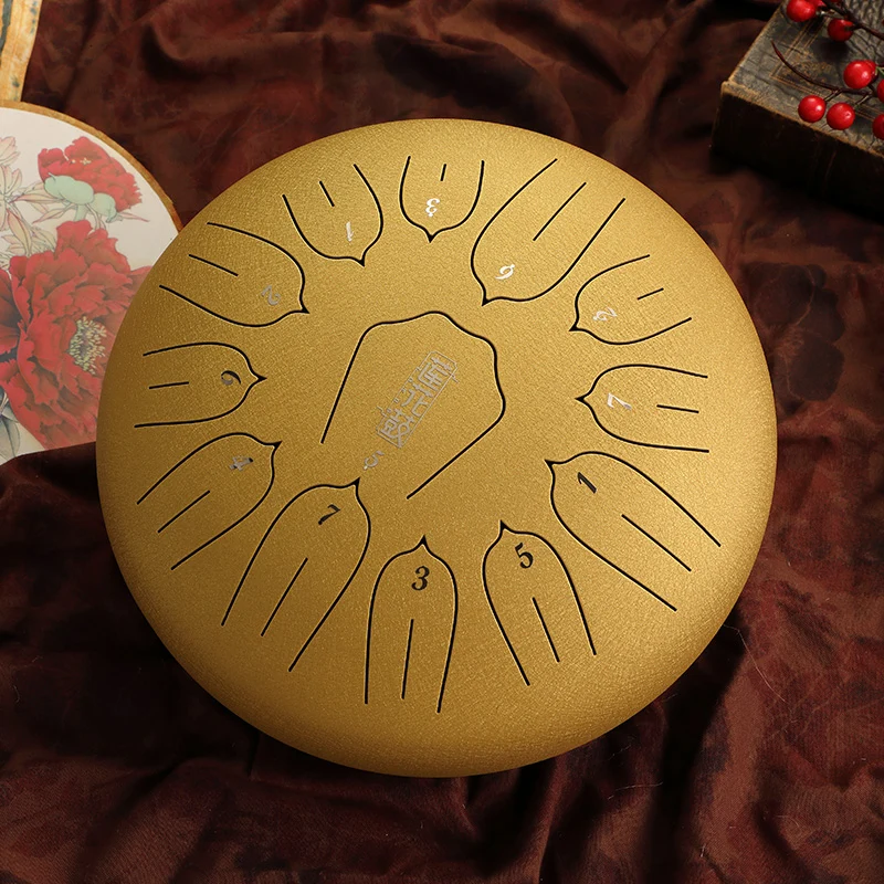 Hluru Lotus Steel Tongue Drum - 13 Notes 12 Inch Meditation, Sound Healing & Yoga