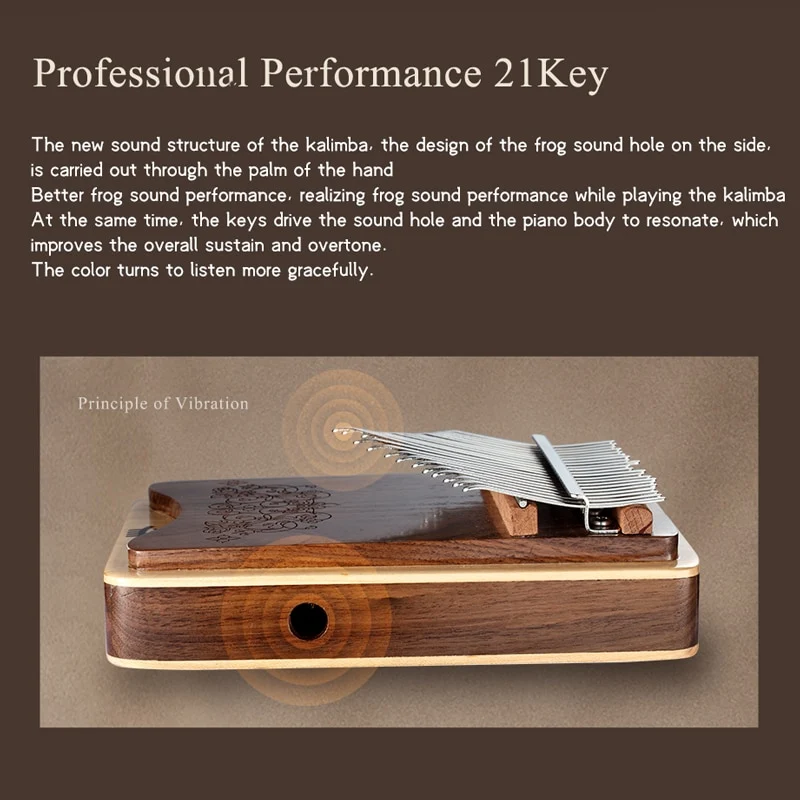 Hluru Kalimba 21 key Side Sound Hole Combination Board Mbira Calimba Thumb Piano