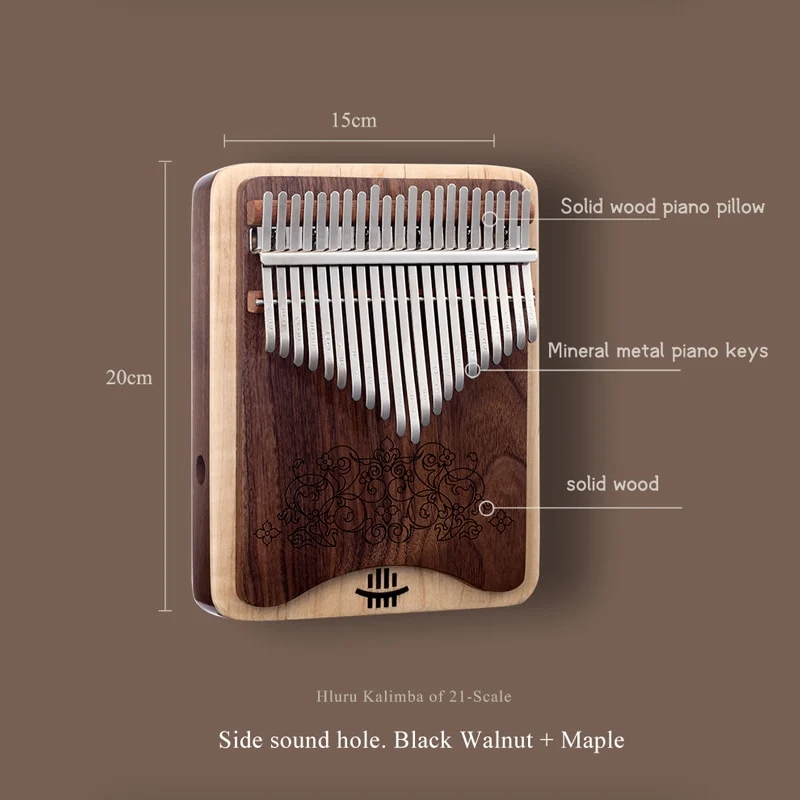 Hluru Kalimba 21 key Side Sound Hole Combination Board Mbira Calimba Thumb Piano